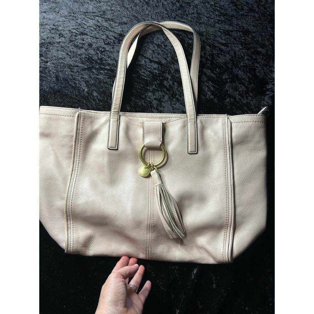 Cole Haan Pale Pink Leather Tote Bag Gold Hardware Tassel Detail